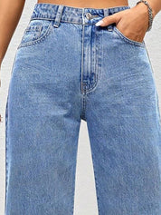 Kotty Women Wide Leg High-Rise Clean Look Crinkle Stretchable Jeans