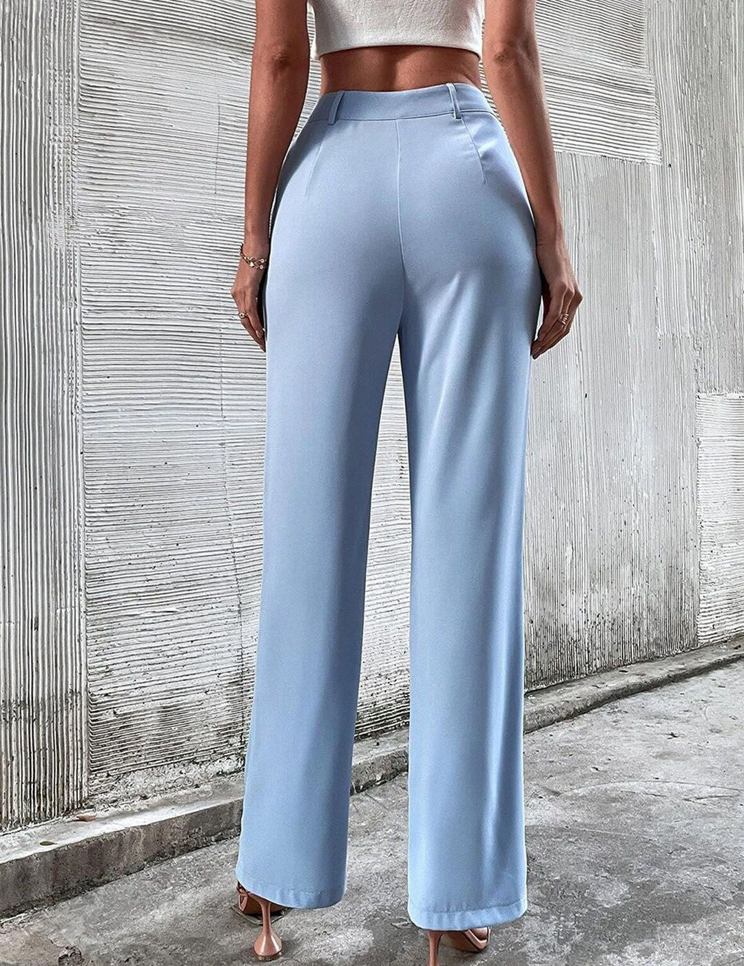 KOTTY BIZwear Women Blue Straight Fit High-Rise Trousers