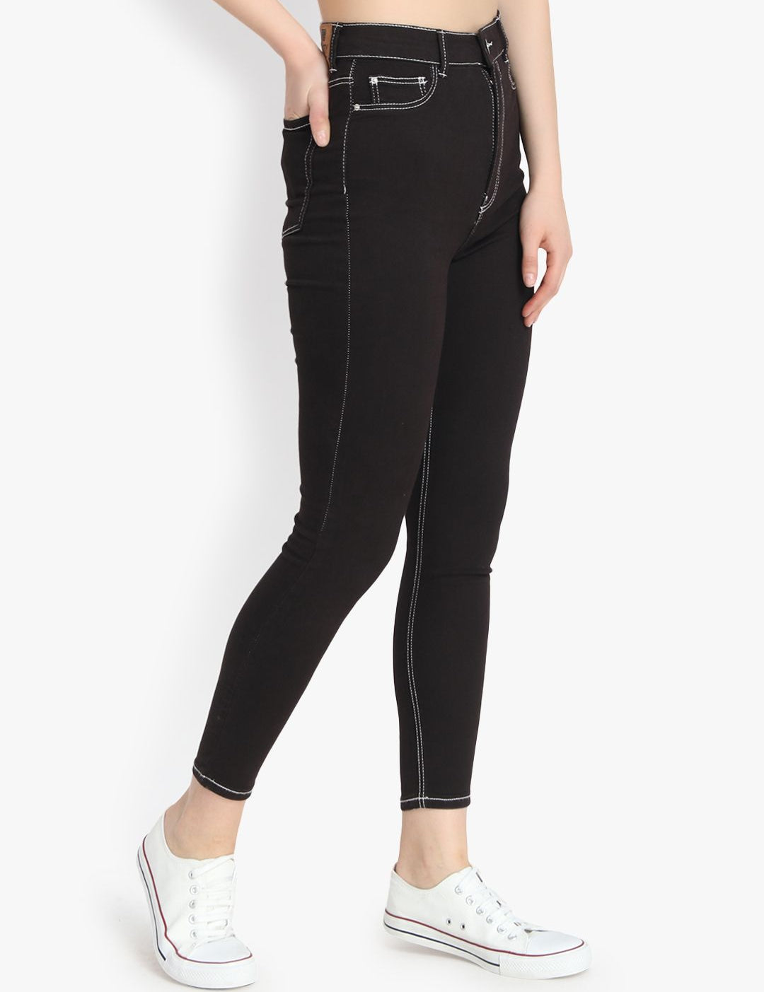 Kotty Women Black Skinny Fit High-Rise Clean Look Stretchable Jeans