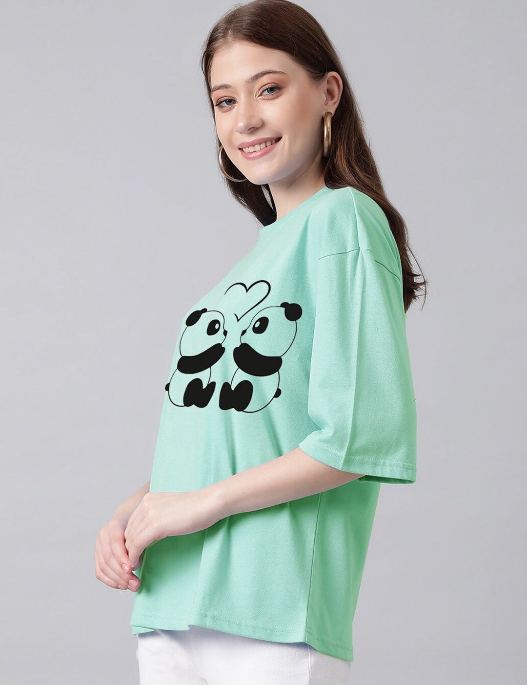 Kotty Graphic Printed Round Neck Drop-Shoulder Sleeves Oversized Fit Cotton T-Shirt