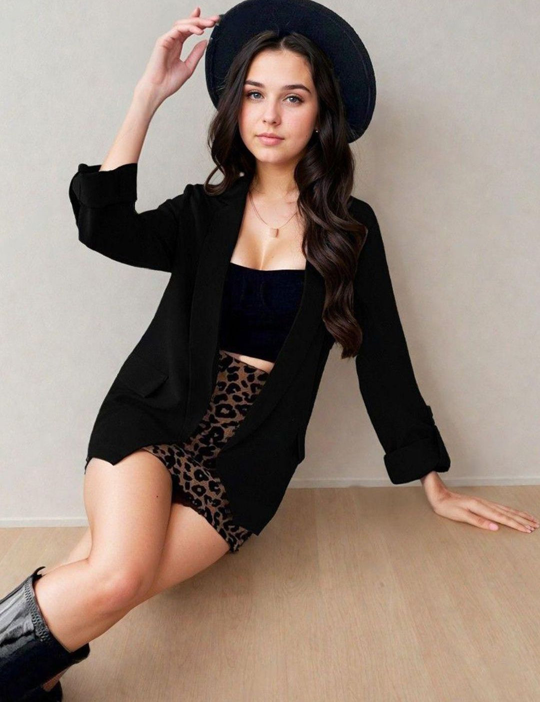 Kotty Notched Lapel Neck Long Sleeves Front Open Blazer