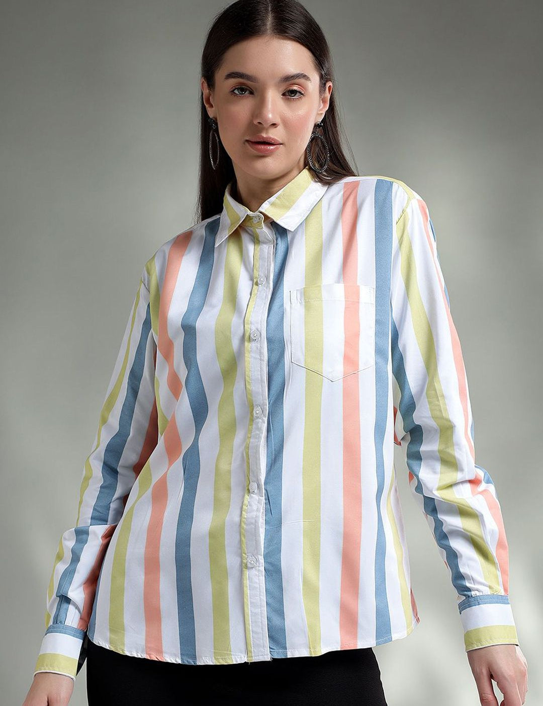 Kotty Women Spread Collar Graphic Printed Cotton Casual Shirt