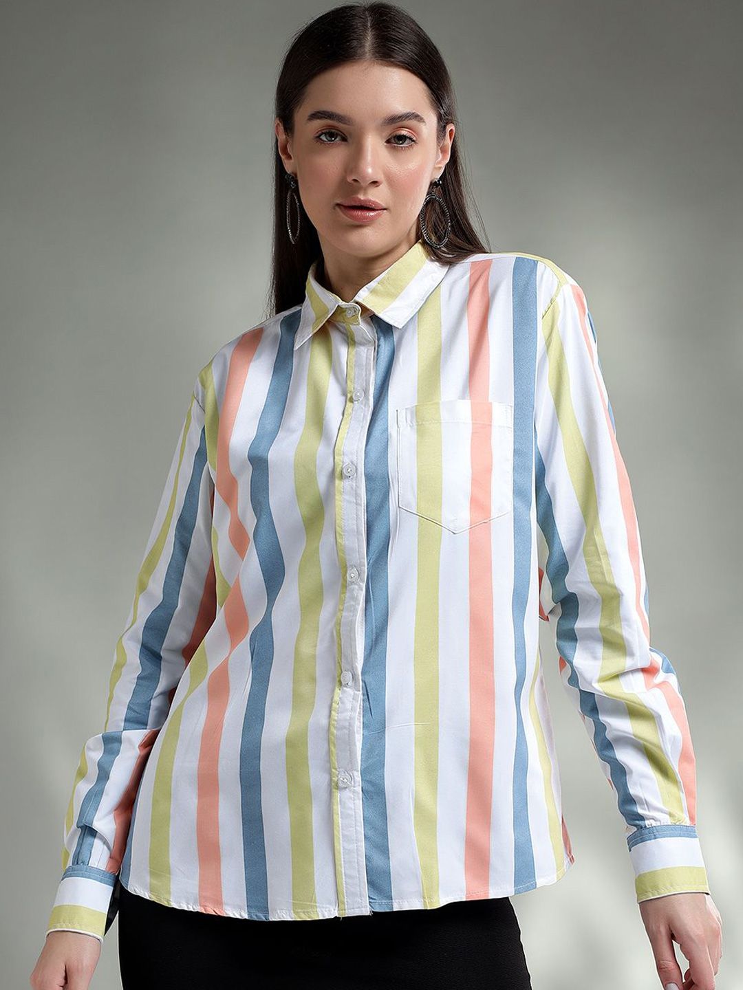 Kotty Women Spread Collar Graphic Printed Cotton Casual Shirt