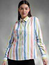 Kotty Women Spread Collar Graphic Printed Cotton Casual Shirt