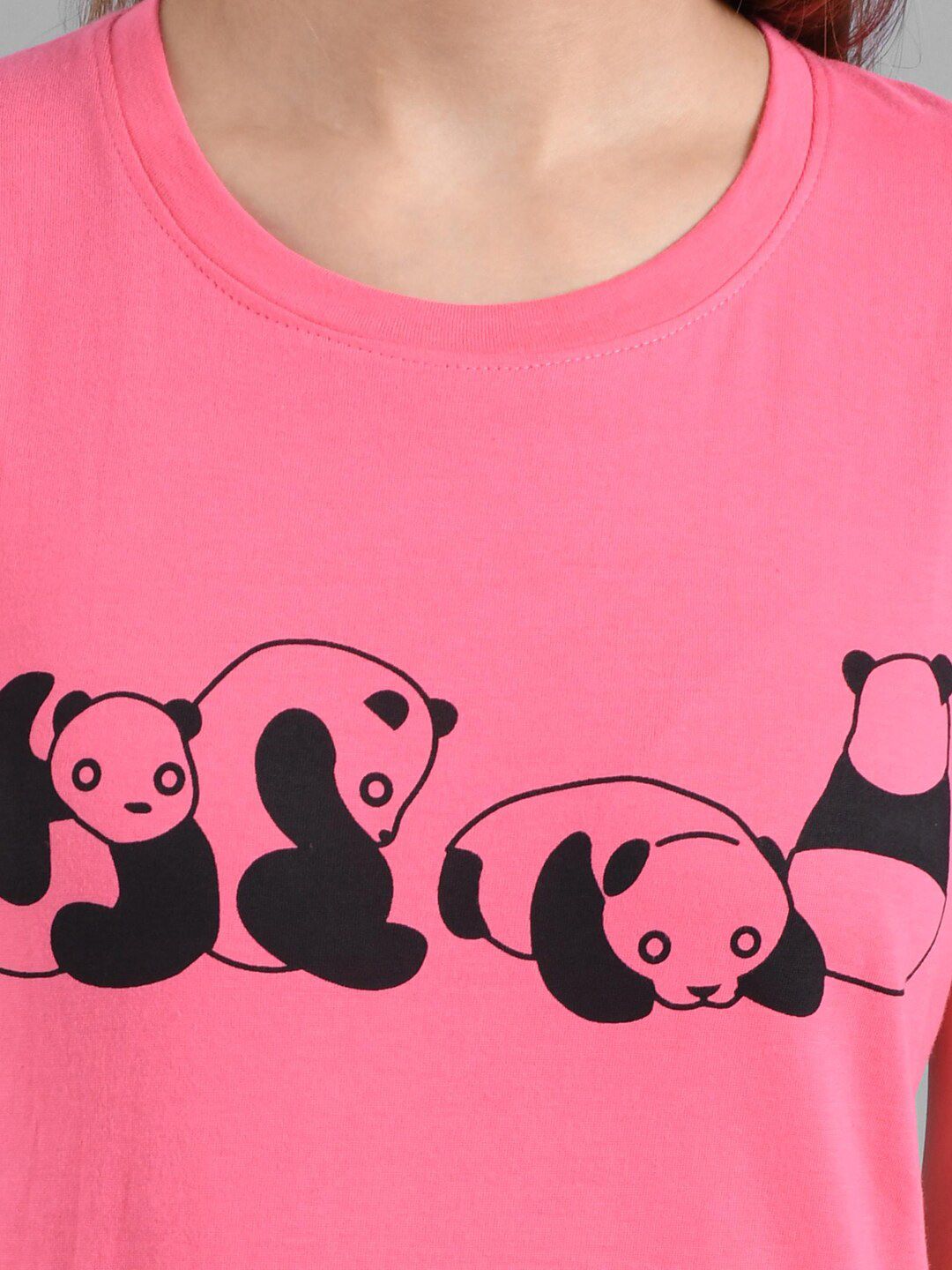 Kotty Women Pink Printed Round Neck T-shirt