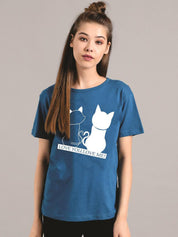 Kotty Women Blue Printed Round Neck T-shirt