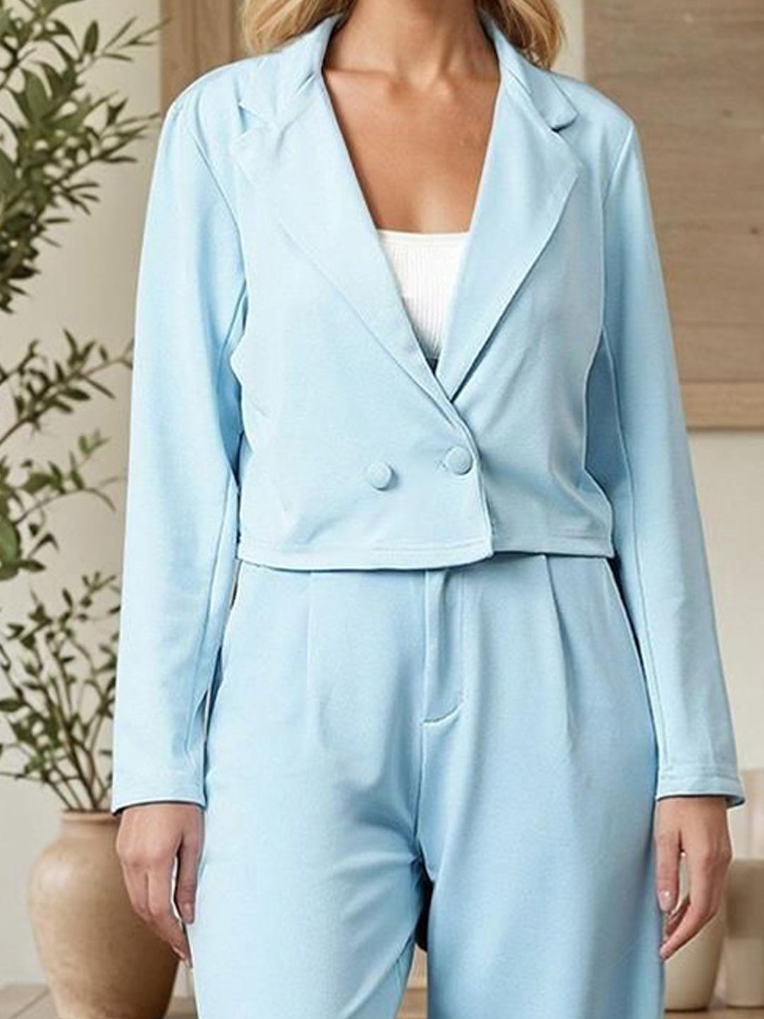Kotty Lapel Collar Long Sleeves Coat With Trouser 