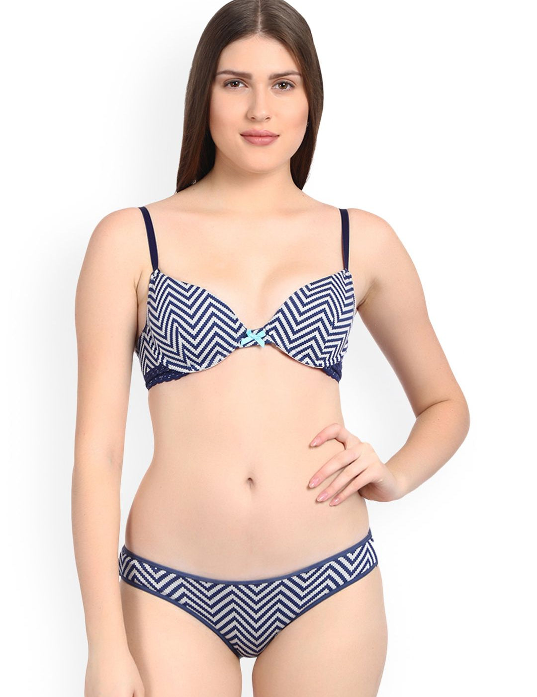 Kotty Women Navy Blue & White Striped Lingerie Set KTTIW124