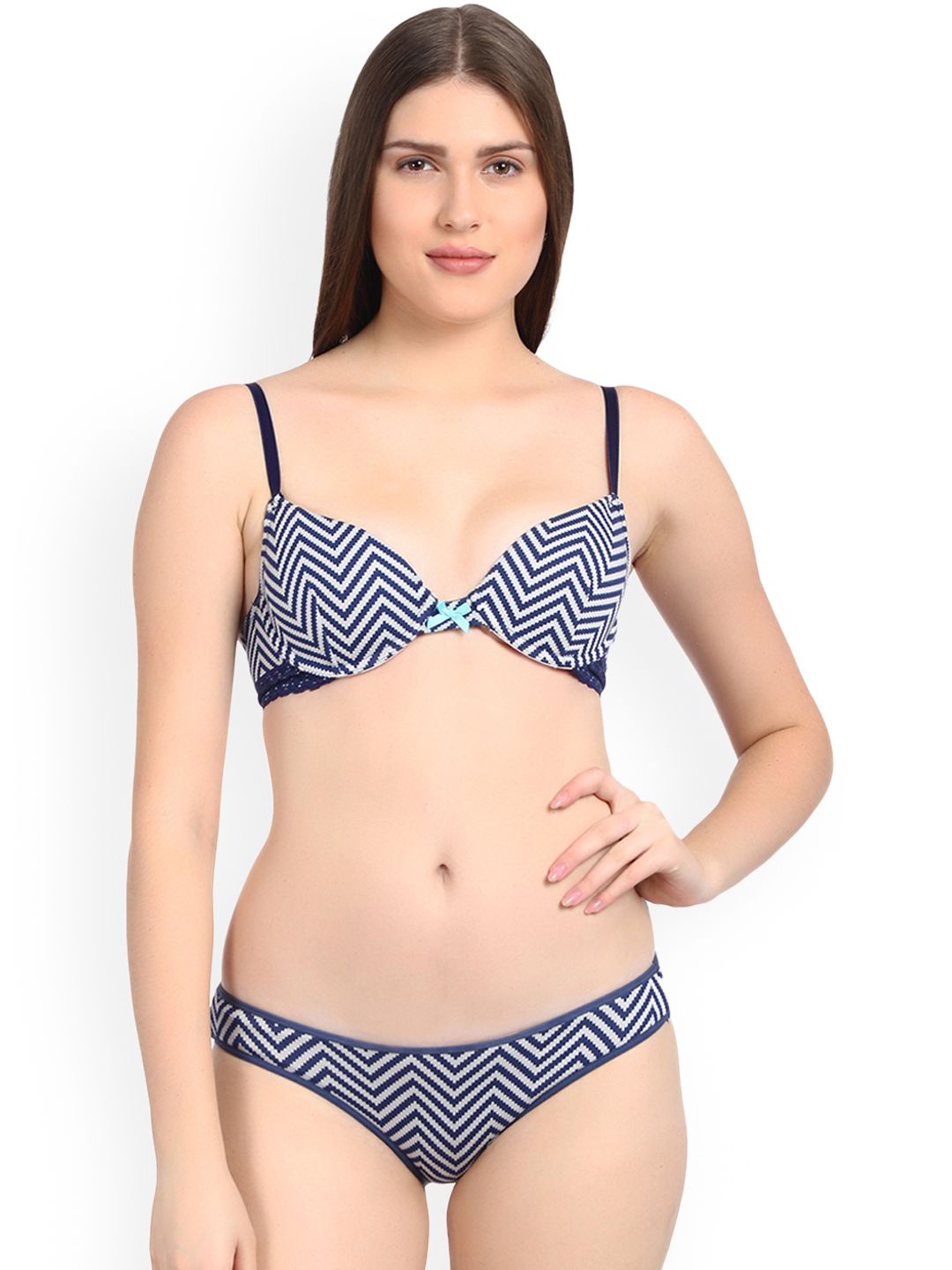 Kotty Women Navy Blue & White Striped Lingerie Set KTTIW124