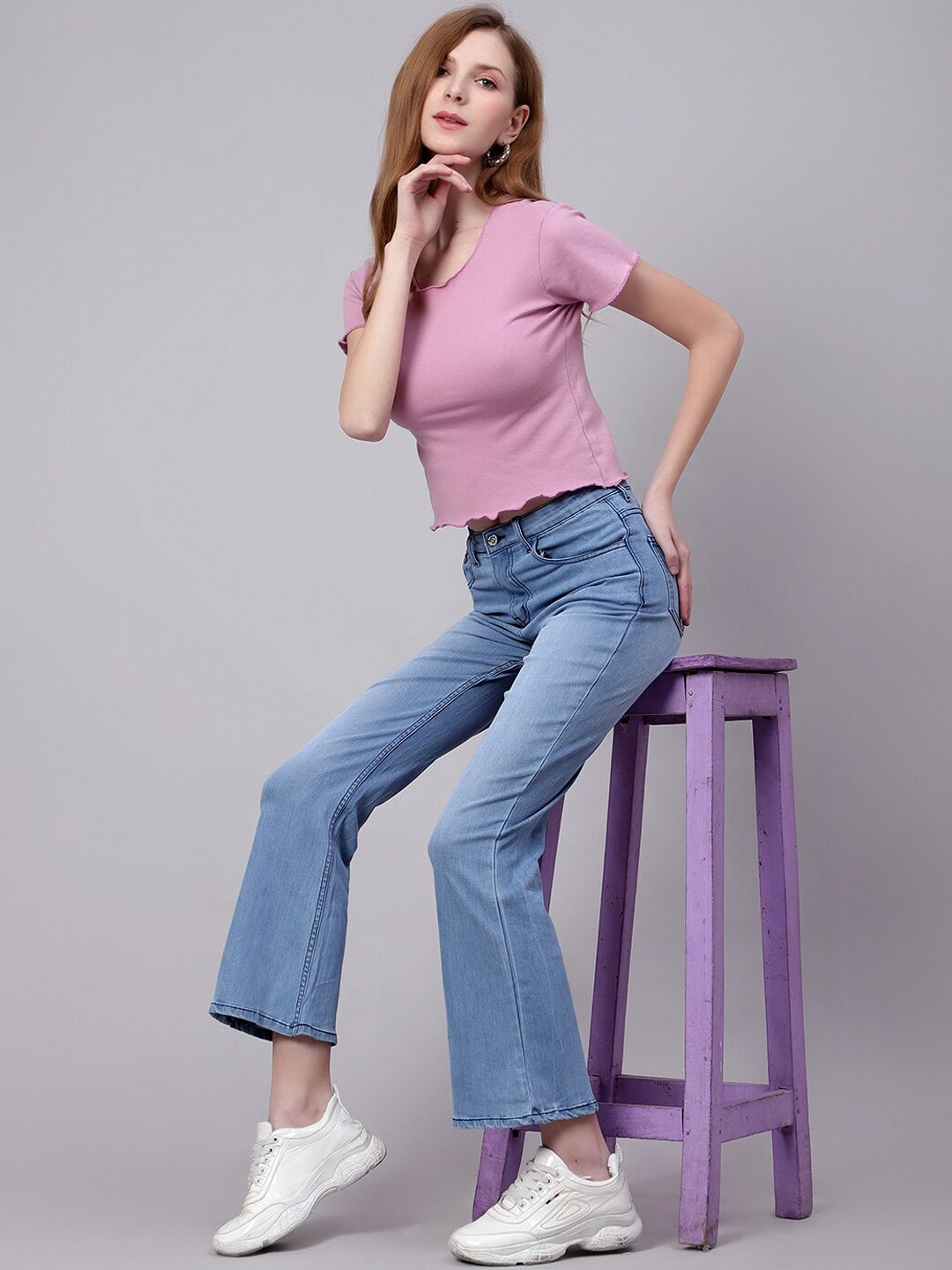 Kotty Women Jean Bootcut Light Fade Stretchable Jeans