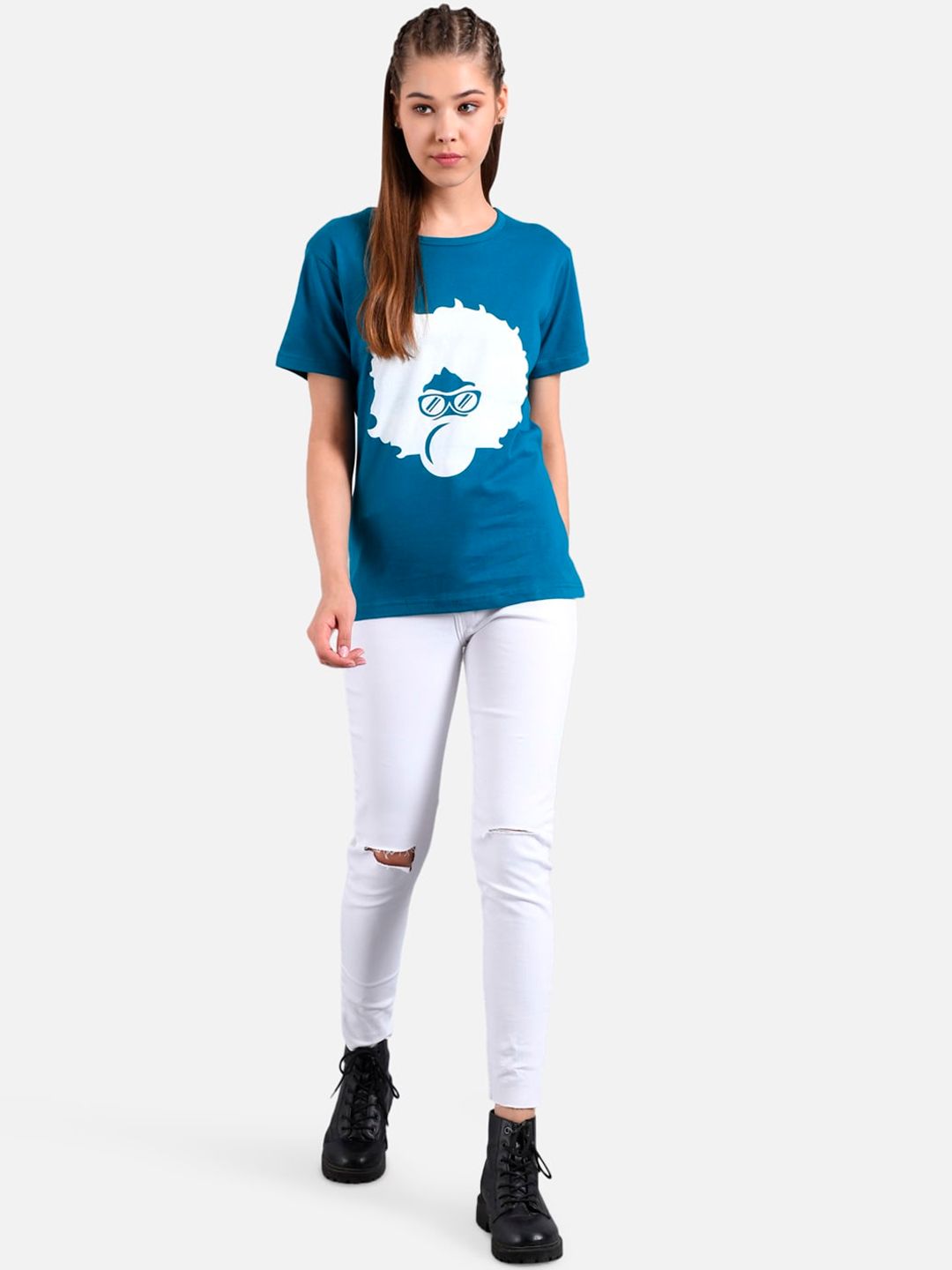 Kotty Women Blue & Black Pack of 2 Print T-shirt