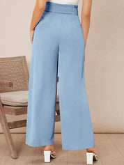KOTTY BIZwear Women Relaxed High-Rise Easy Wash Pleated Parallel Trousers Comes With Belt