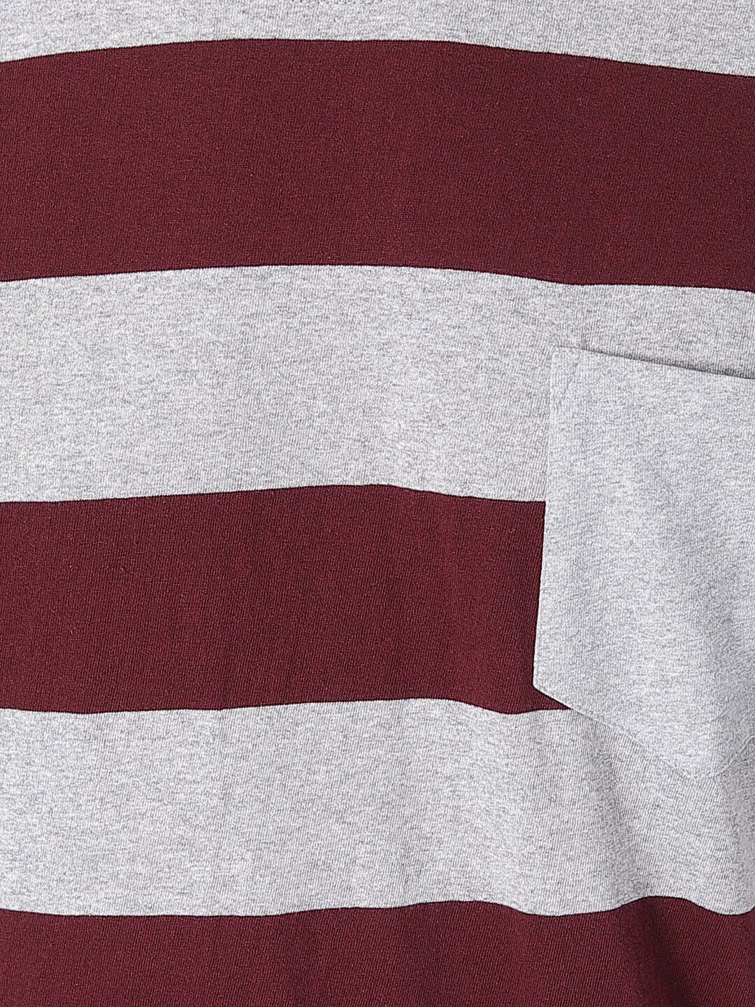 Kotty Men Coffee Brown & Grey Striped Round Neck T-shirt