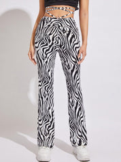 Kotty Women Printed Relaxed Flared High-Rise Easy Wash Bootcut Trousers