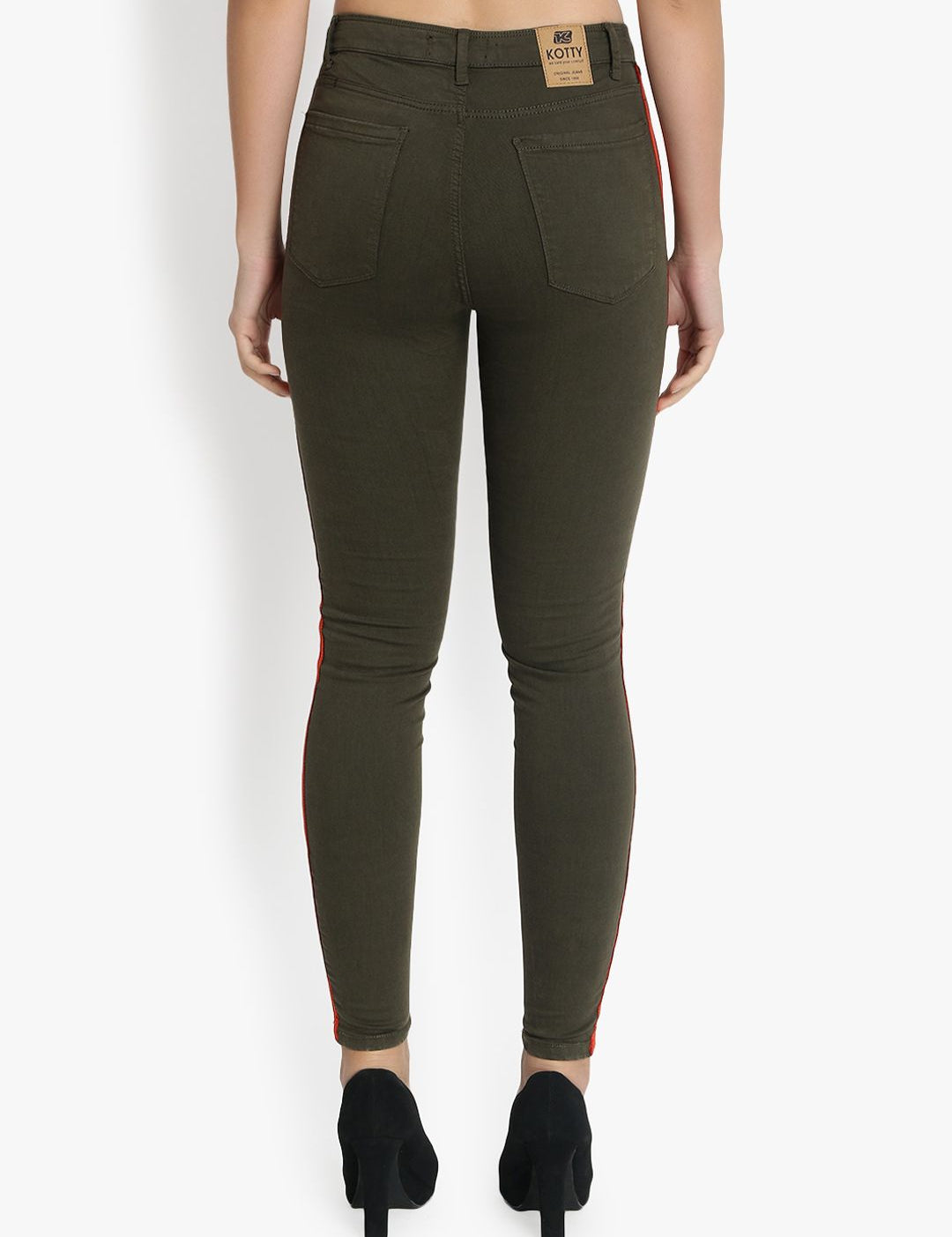 Kotty Women Olive Green Skinny Fit High-Rise Clean Look Jeans