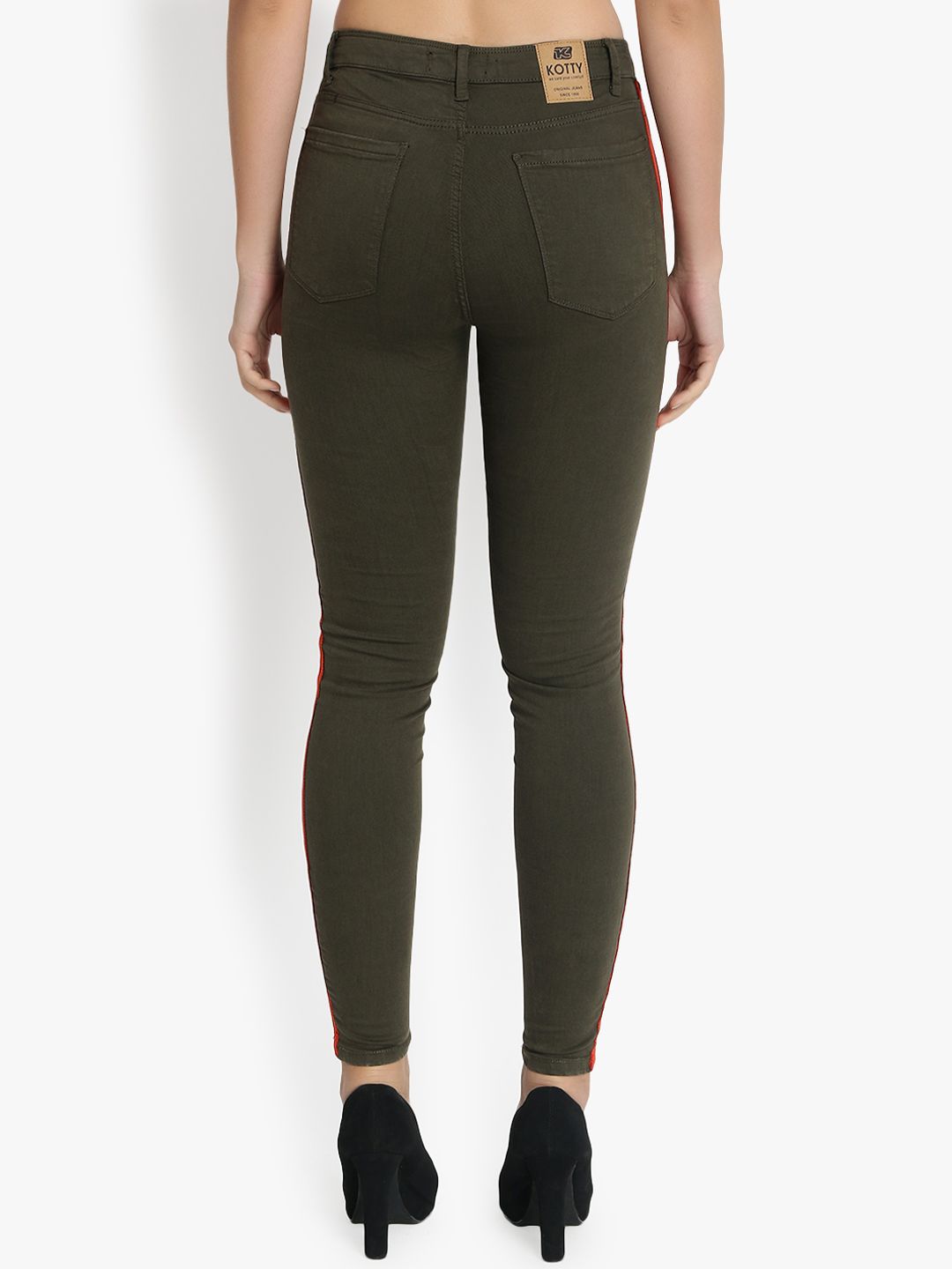 Kotty Women Olive Green Skinny Fit High-Rise Clean Look Jeans