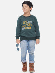 Kotty Boys Green Printed Sweatshirt