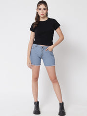 Kotty Women Blue Low-Rise Denim Shorts