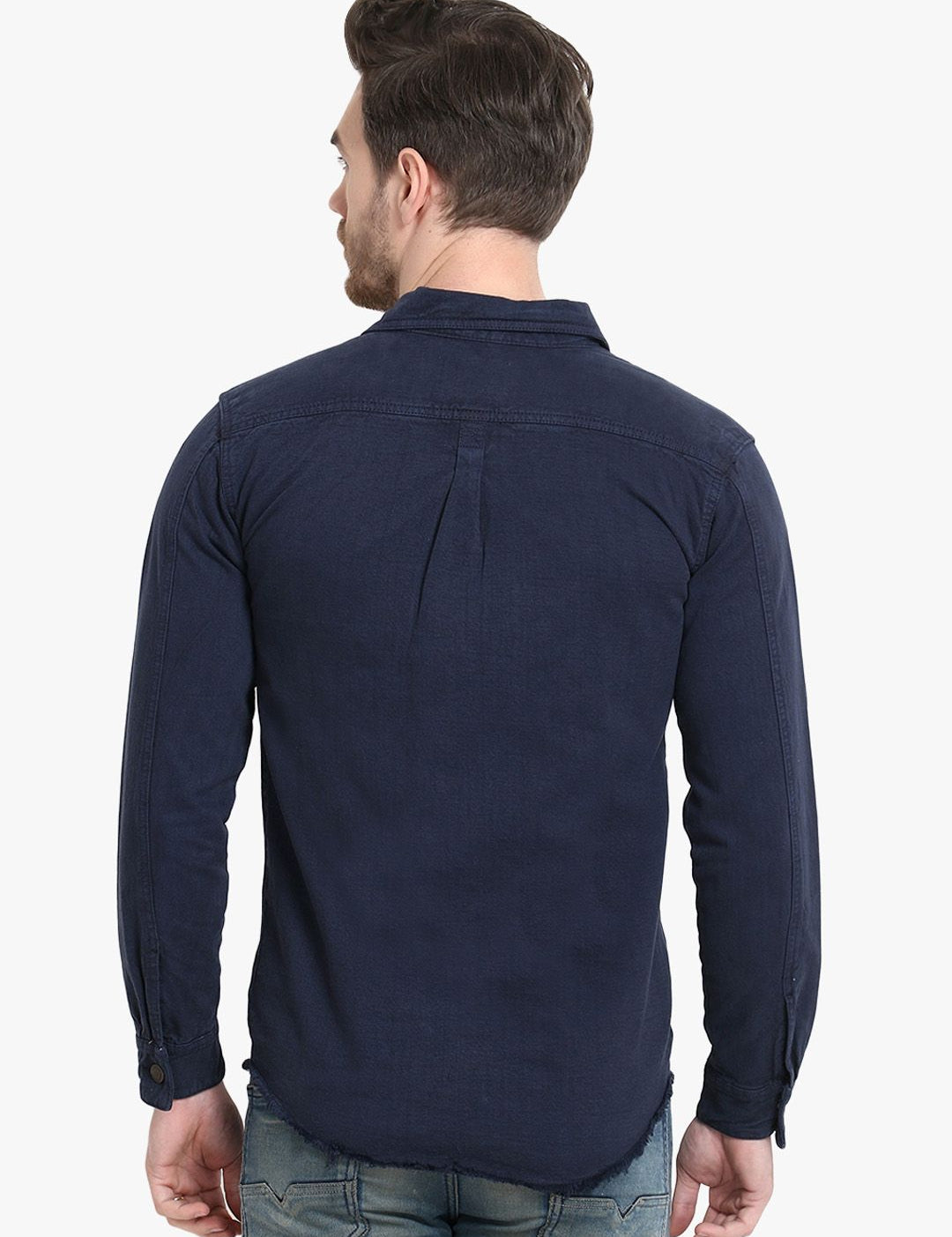 Kotty Men Blue Solid Denim Jacket