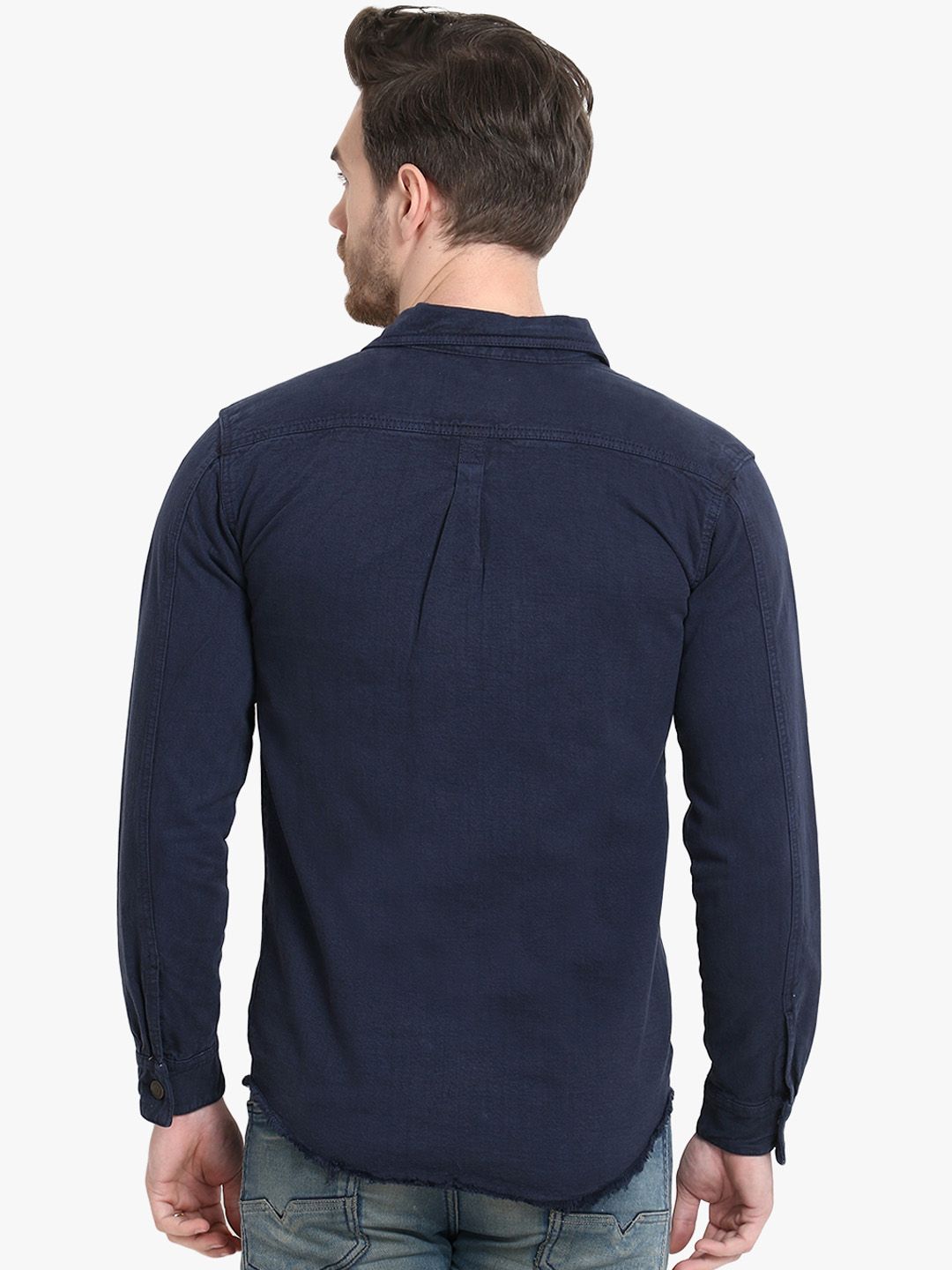 Kotty Men Blue Solid Denim Jacket