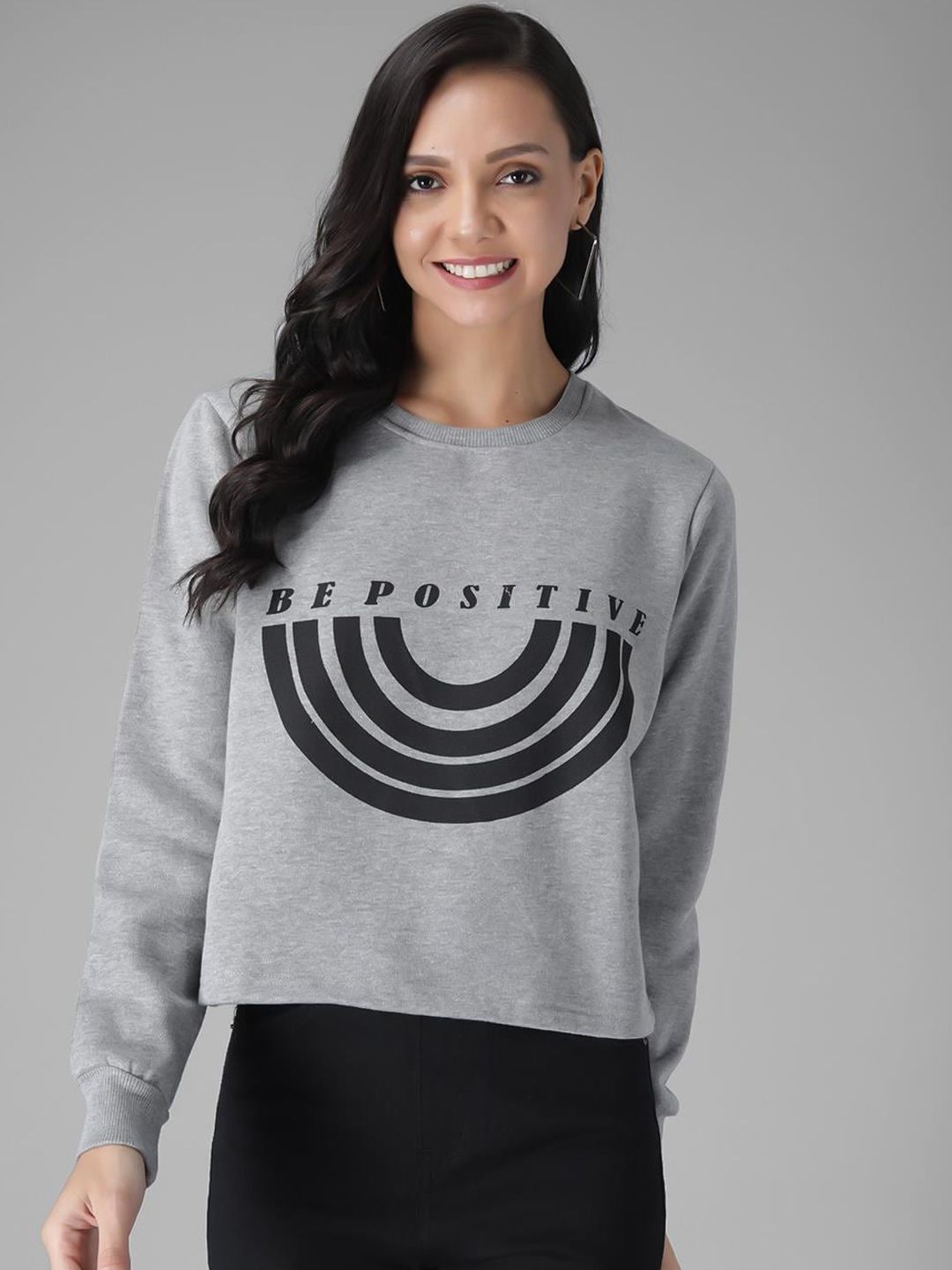 Kotty Women Grey Striped Sweatshirt