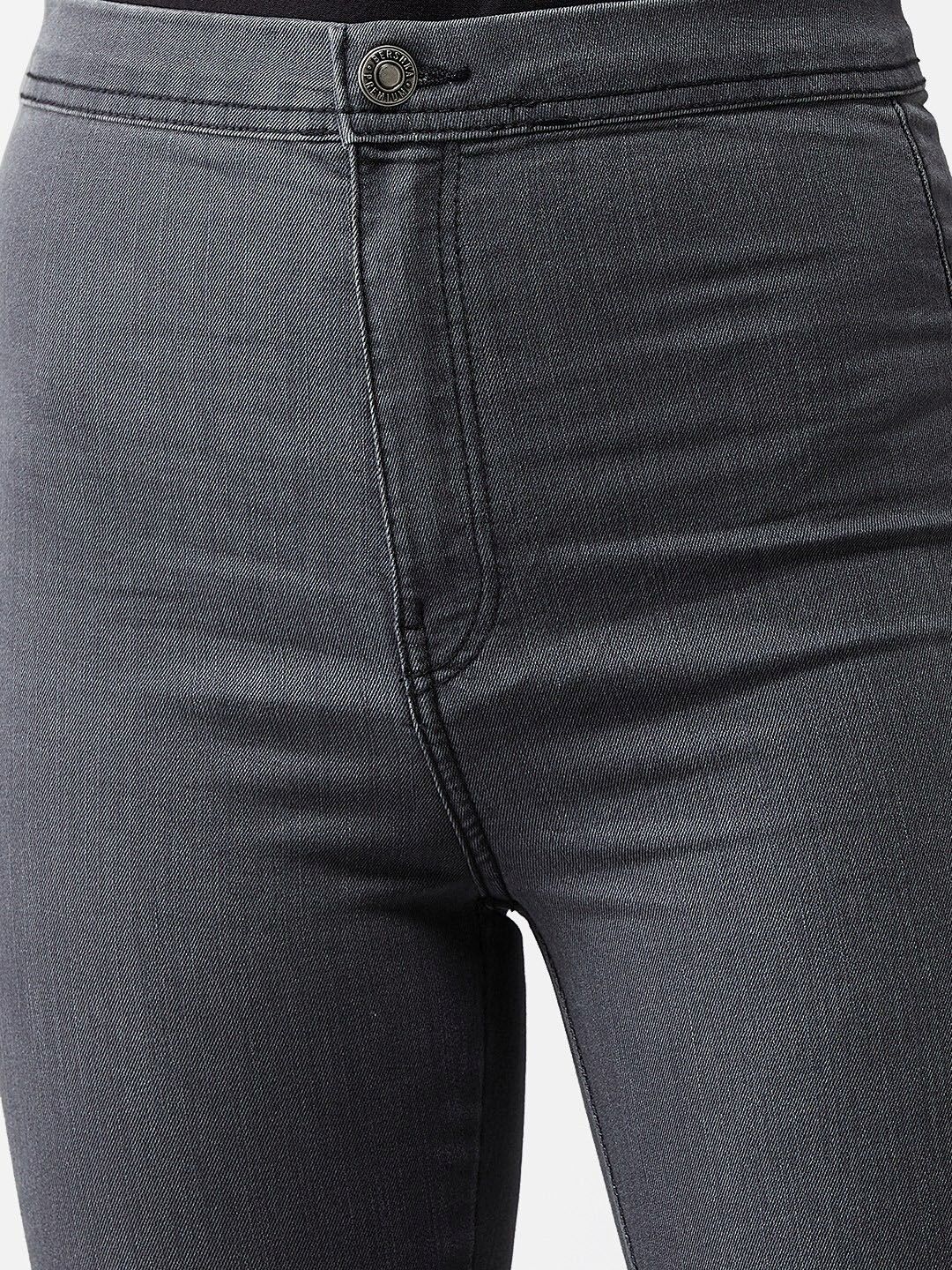 Kotty Women Grey Skinny Fit High-Rise Slash Knee Jeans