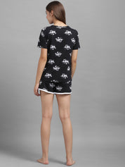 Kotty Women Black Printed Night suit