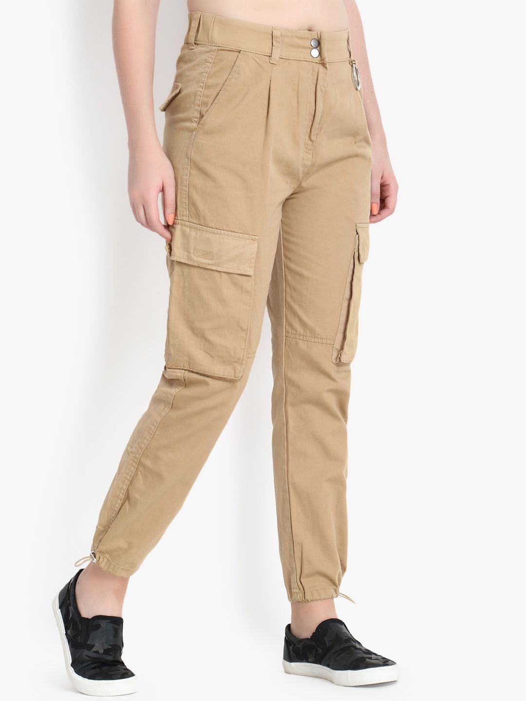 Kotty Women Beige Regular Fit Solid Cargos