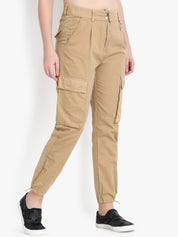 Kotty Women Beige Regular Fit Solid Cargos