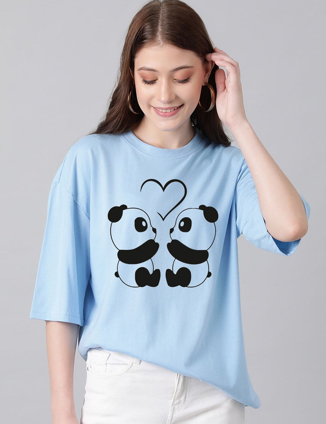 Kotty Graphic Printed Round Neck Drop-Shoulder Sleeves Oversized Fit Cotton T-Shirt