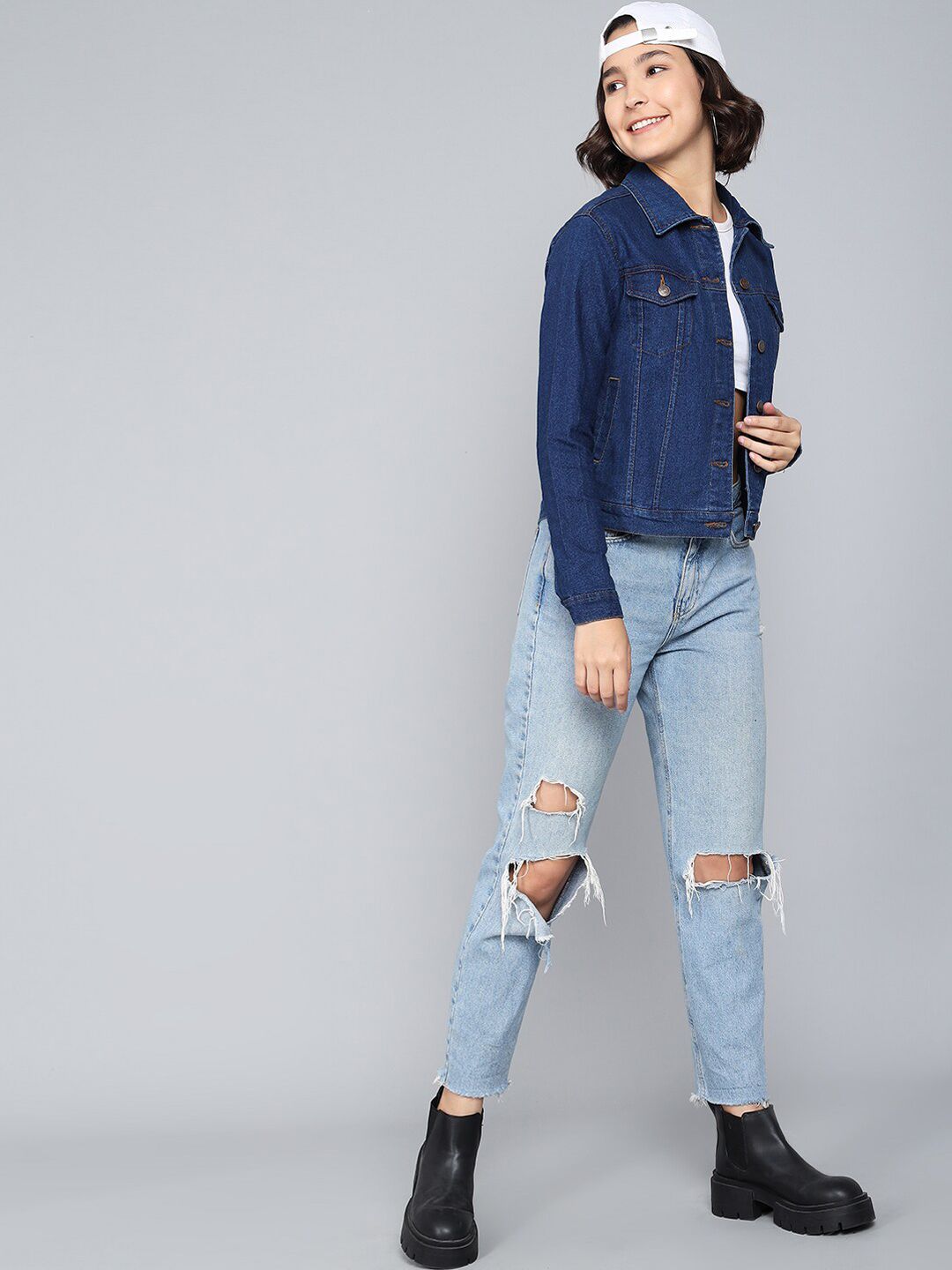 Kotty Women Blue Washed Denim Jacket