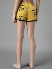 Kotty Women Yellow & Black Printed Night Suit