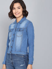 Kotty Women Blue Washed Denim Jacket
