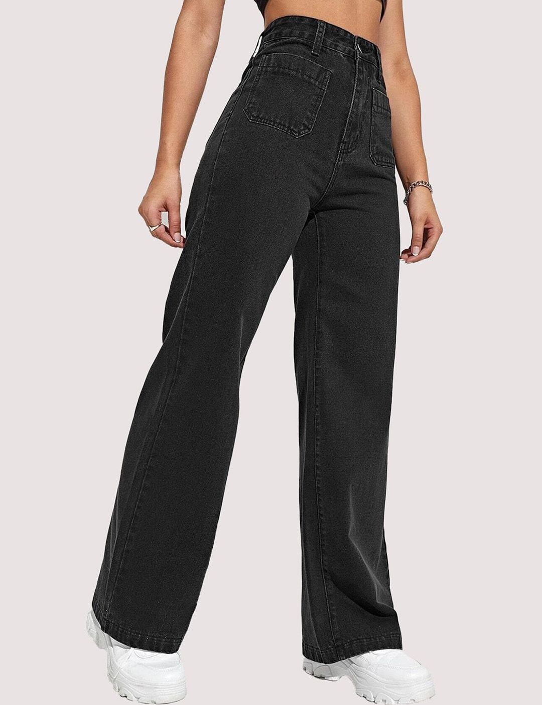 Kotty Women Black Jean Straight Fit High Rise Stretchable Jeans