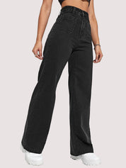 Kotty Women Black Jean Straight Fit High Rise Stretchable Jeans