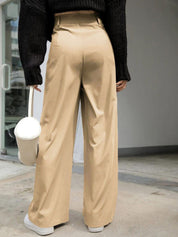 CURVE BY KOTTY Women Relaxed Straight Leg Fit High-Rise Easy Wash Pleated Trousers