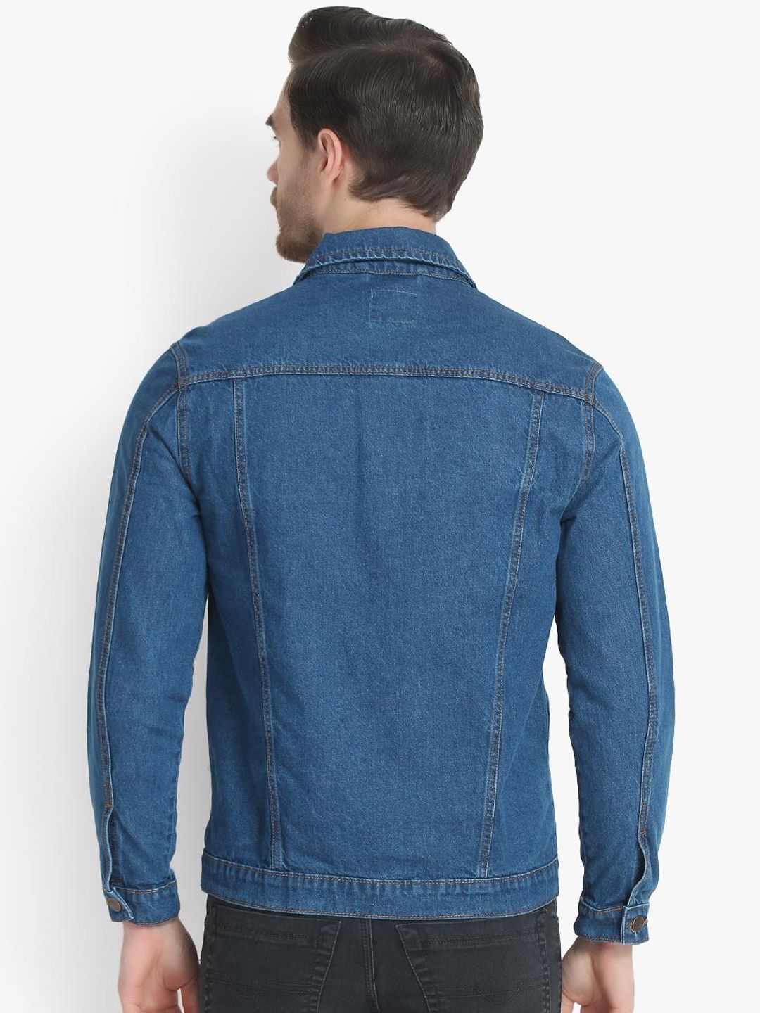 Kotty Men Blue Solid Denim Jacket