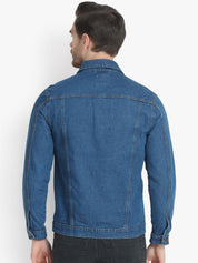 Kotty Men Blue Solid Denim Jacket