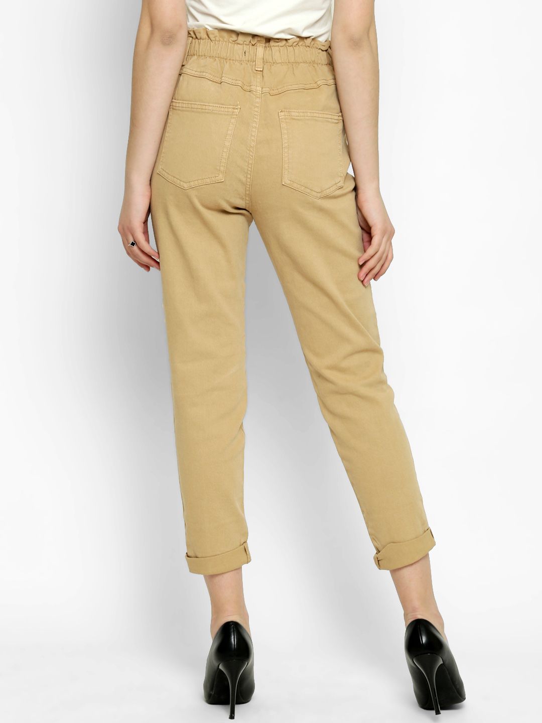 Kotty Women Beige Slim Fit High-Rise Clean Look Jeans