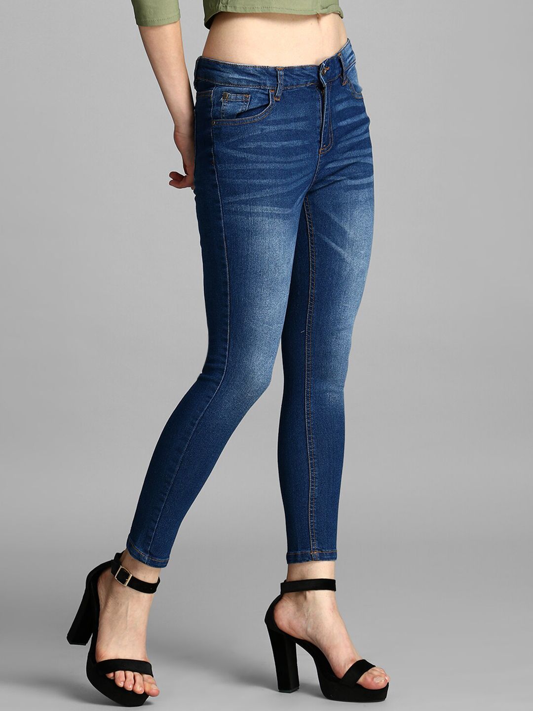 Kotty Women Blue Skinny Fit High-Rise Clean Look Cotton Jeans