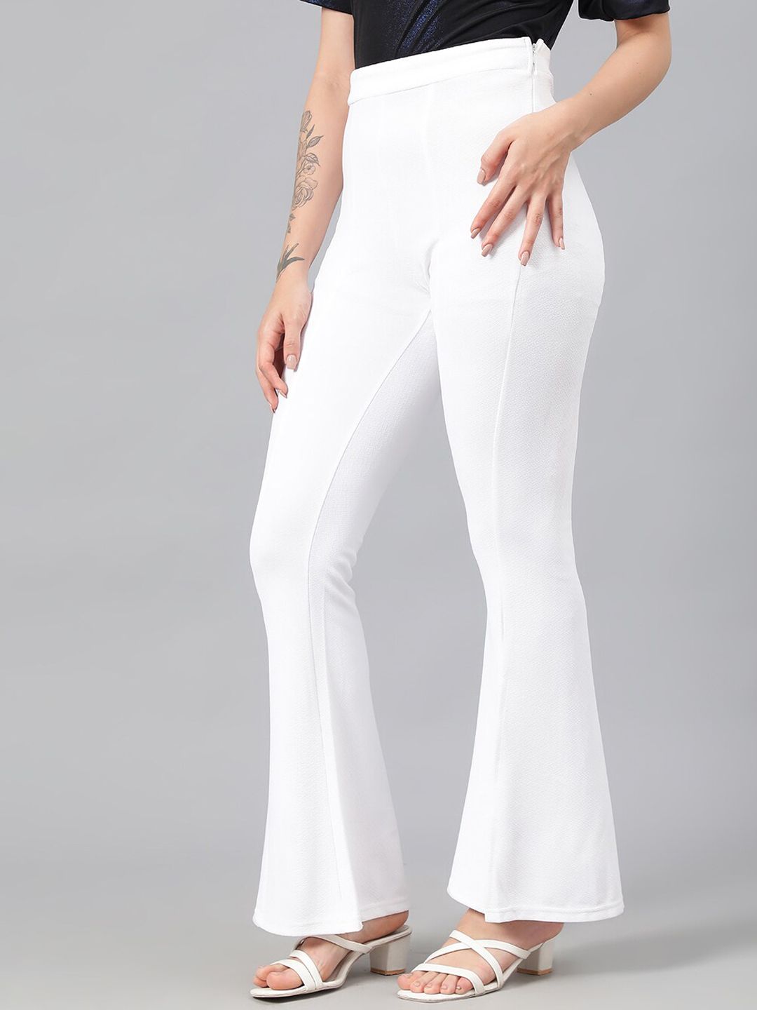 Kotty Women Relaxed High-Rise Easy Wash Flared Bootcut Trousers