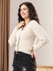 Kotty Women Cable Knit Crop Cardigan