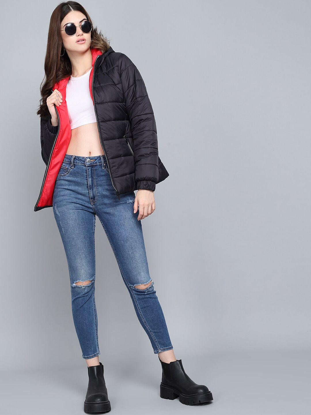 Kotty Women Black Outdoor Puffer Jacket