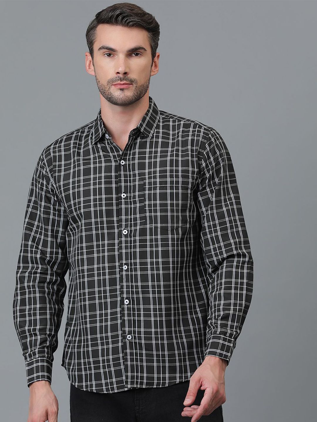 Kotty New Checked Spread Collar Casual Shirt