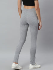 Kotty Women Grey Melange Solid Straight Fit Track Pants