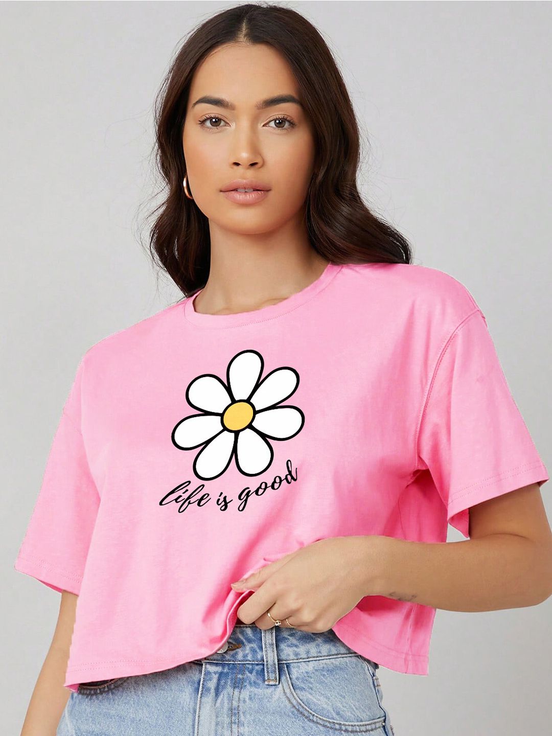 Kotty Floral Printed Oversized Cotton T-shirt
