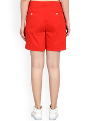 Kotty Women Red Solid Regular Fit Regular Shorts