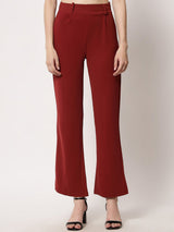 Kotty Women Relaxed Straight Leg Straight Fit High-Rise Easy Wash Pleated Trousers