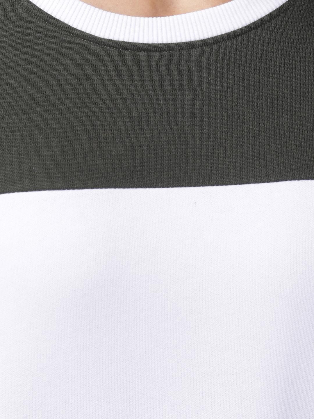 Kotty Women Olive Green & White Colourblocked Sweatshirt