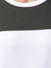 Kotty Women Olive Green & White Colourblocked Sweatshirt